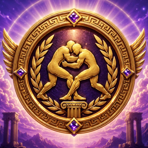 Palaestra app icon: a gold Greek medallion with two wrestlers